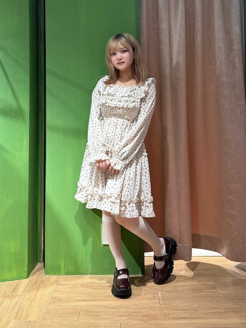 セール】ギャザーフリル長袖ワンピース（ワンピース）｜axes femme