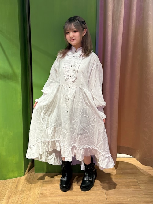 ガーゼフリルシャツワンピース