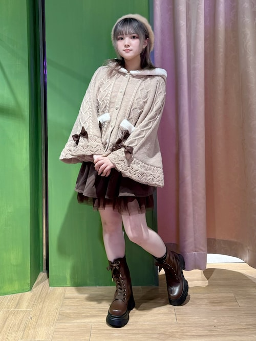 ハート編柄裏ボアニットケープ（カーディガン/ボレロ）｜axes femme