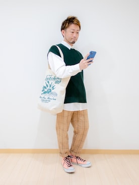「TIMEX（タイメックス）のアイテム（アクセサリー）」を使った、カトウトモタカさん（メンズ・164cm）の春コーディネート
