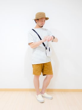 「TIMEX（タイメックス）のアイテム（アクセサリー）」を使った、カトウトモタカさん（メンズ・164cm）の夏コーディネート