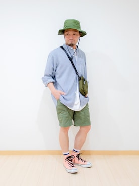 「TIMEX（タイメックス）のアイテム（アクセサリー）」を使った、カトウトモタカさん（メンズ・164cm）の夏コーディネート