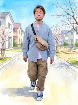 「KiU（キウ）のアイテム」を使った、カトウトモタカさん（メンズ・164cm）の春コーディネート