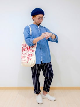 「BEAMS（ビームス）のアイテム（ハンチング/ベレー帽）」を使った、カトウトモタカさん（メンズ・164cm）の秋コーディネート