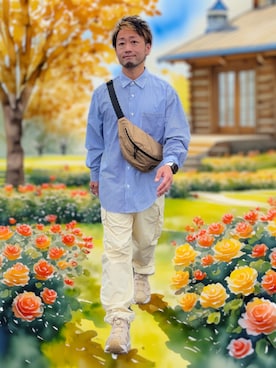 「アイテム（ボディバッグ/ウエストポーチ）」を使った、カトウトモタカさん（メンズ・164cm）の秋コーディネート