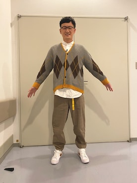 ロバート馬場裕之さん(メンズ・181cm)の春コーディネート