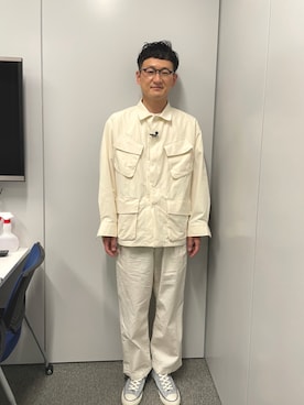 「niko and...（ニコアンド）のアイテム（ブルゾン）」を使った、ロバート馬場裕之さん（メンズ・181cm）の春コーディネート