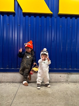 「子供服」｜「アイテム（オールインワン・サロペット）」を使った、りのさん（レディース・90cm）の冬コーディネート