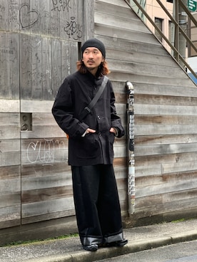 「OUAT（オーユーエーティー）のアイテム（帽子）」を使った、よっしーさん（メンズ・168cm）の冬コーディネート