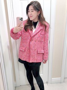 美品❤︎レア❤︎CHANEL❤︎ジャケット 桜ピンク 通年着用可 ジャケット - ウール、ピンク、グレー & エクリュ — ファッション