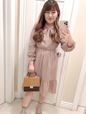 「アイテム（シャツワンピース、レッド系）」を使った、ViviaN😊さん（レディース・163cm）の夏コーディネート