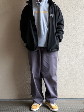 「アイテム（ナイロンジャケット、ブラック系）」を使った、akkyさん（メンズ・174cm）の冬コーディネート