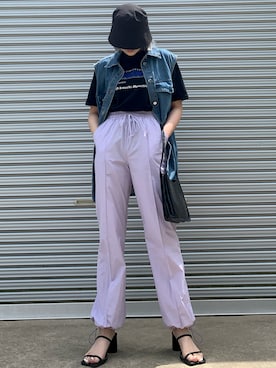 「STYLENANDA（スタイルナンダ）のアイテム（Tシャツ/カットソー）」を使った、YUKIさん（レディース・159cm）の夏コーディネート
