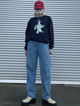 「thisisneverthat（ディスイズネバーザット）のアイテム（帽子）」を使った、YUKIさん（レディース・159cm）の春コーディネート