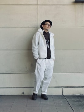 「ケーブルニット」｜「アイテム（ブルゾン）」を使った、matsuuraさん（メンズ・189cm）の冬コーディネート
