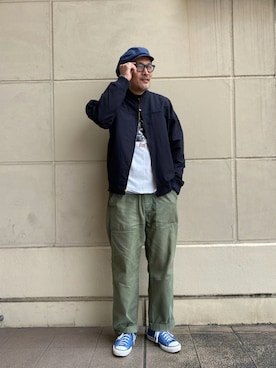 「schott（ショット）のSchott/ショット/ARMY FATIGUE PANTS/アーミー ファティーグ パンツ（その他パンツ）」を使った、matsuuraさん（メンズ・189cm）の秋コーディネート