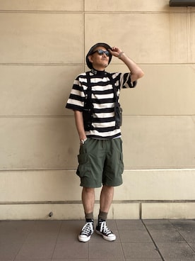 「WILD THINGS（ワイルドシングス）のアイテム（パンツ）」を使った、matsuuraさん（メンズ・189cm）の夏コーディネート