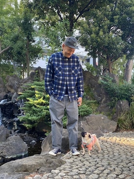 「schott（ショット）のSchott/ショット/TC DOUBLE PLEATED WIDE PANTS/2タック ワイドパンツ（チノパンツ）」を使った、matsuuraさん（メンズ・189cm）の冬コーディネート