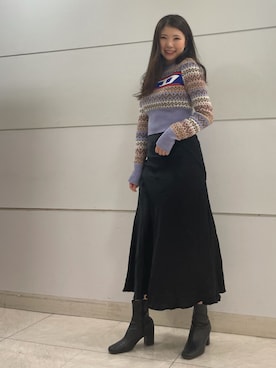 「11月」｜「アイテム（スカート）」を使った、DIESEL✴︎akari.Fさん（レディース・165cm）の秋コーディネート