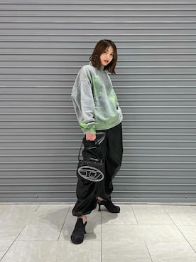 「DIESEL（ディーゼル）のアイテム（スウェット）」を使った、rikopinさん（レディース・158cm）の冬コーディネート
