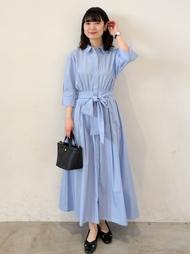 「OPAQUE.CLIP（オペークドットクリップ）の新色追加！【定番】名品フラットバレエシューズ（パンプス、ブラック系）」を使った、haruさん（レディース・156cm）の春コーディネート