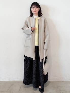 「アイテム（ノーカラーコート）」を使った、haruさん（レディース・156cm）の冬コーディネート