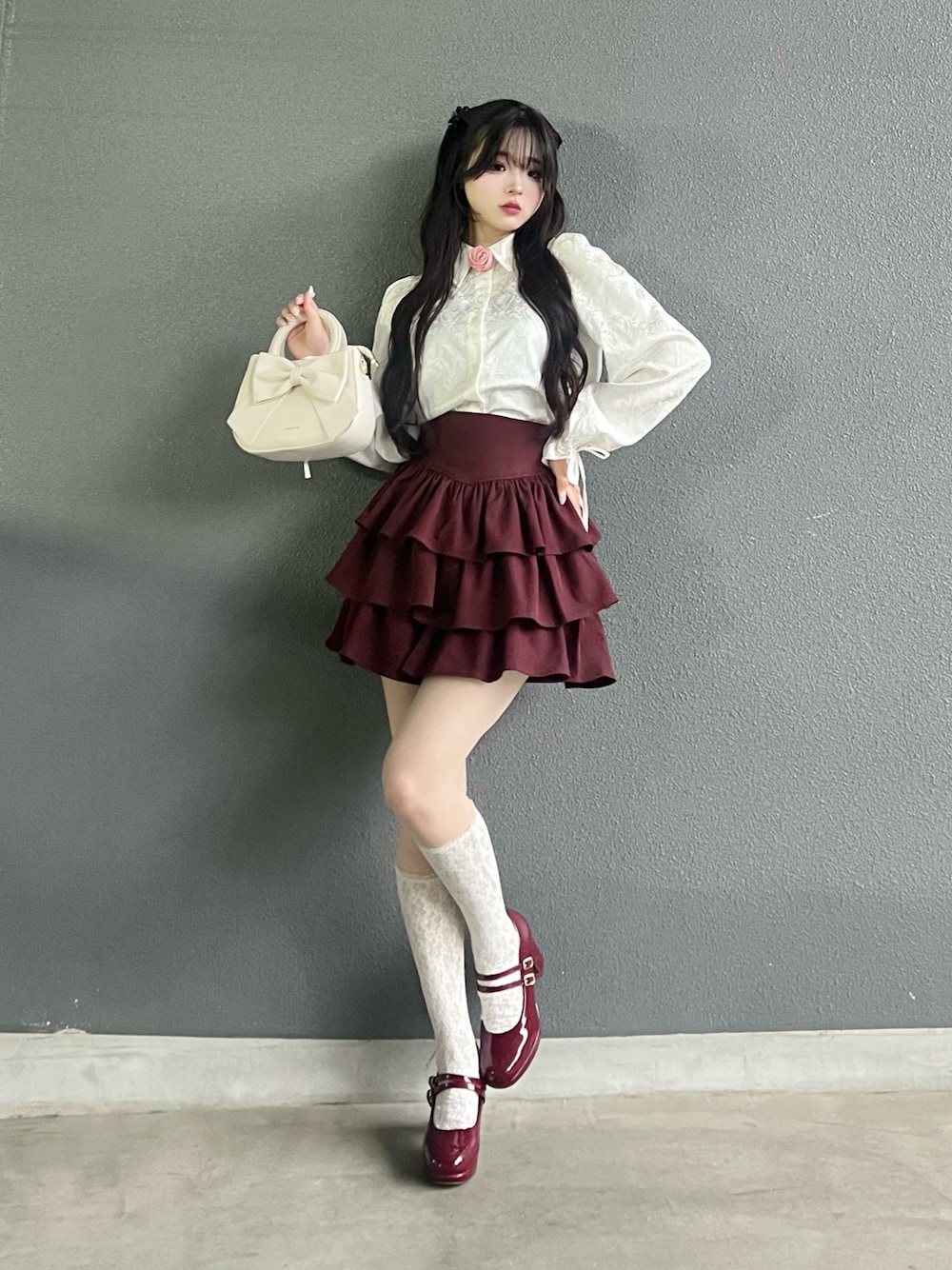 -5kg三段フリルミニスカート(パンツ) ホワイト　Sサイズ 未開封タグ付き Lovilyn（ラヴィリン）の「-5kg三段フリルミニスカート(パンツ