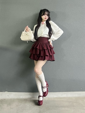 「アイテム（スカート）」を使った、poyoさん（レディース・161cm）の秋コーディネート