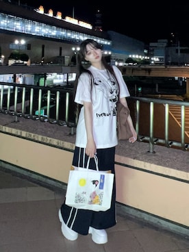 「アイテム（ボストンバッグ）」を使った、poyoさん（レディース・161cm）の夏コーディネート