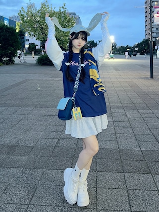 「Lovilyn（ラヴィリン）のティアードレーススカート(インパン)（スカート）」を使った、poyoさん（レディース・161cm）の秋コーディネート