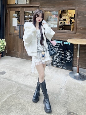 「アイテム（パーカー）」を使った、poyoさん（レディース・161cm）の秋コーディネート