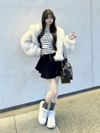 「SNIDEL（スナイデル）のレイヤードフリルミニスカショーパン（その他パンツ）」を使った、poyoさん（レディース・161cm）の春コーディネート