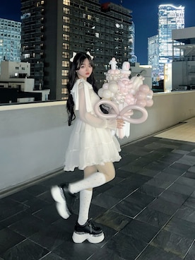 「byあしながおじさん（バイアシナガオジサン）のpoyo｜厚底スニーカー　PY003（スニーカー、ブラック系）」を使った、poyoさん（レディース・161cm）の春コーディネート