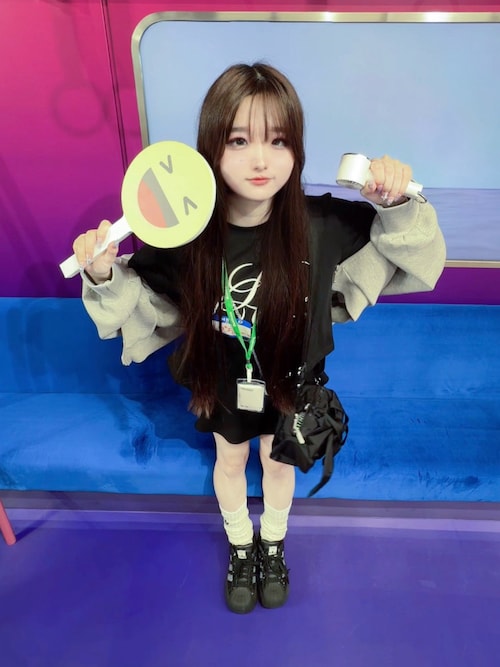 「Lovilyn（ラヴィリン）のロゴチビＴ（Tシャツ/カットソー）」を使った、poyoさん（レディース・161cm）の夏コーディネート