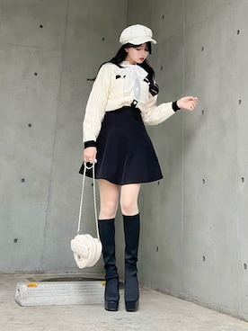 「titty＆Co. PETIT by poyo（ティティーアンドコープティバイポヨ）のアイテム」を使った、poyoさん（レディース・161cm）の冬コーディネート