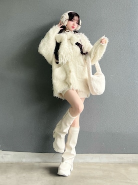 「アイテム（イヤーマフ）」を使った、poyoさん（レディース・161cm）の秋コーディネート