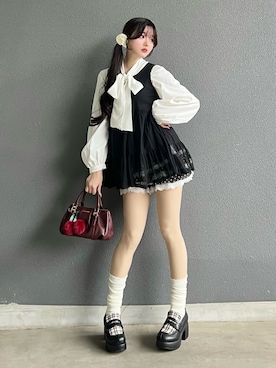 「Lovilyn（ラヴィリン）のアイテム（パンツ、ブラック系）」を使った、poyoさん（レディース・161cm）の春コーディネート