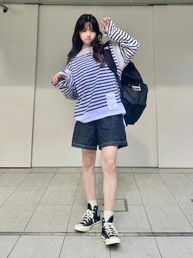 「チャックテイラー」｜「アイテム（アクセサリー）」を使った、poyoさん（レディース・161cm）の秋コーディネート