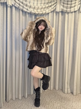 「Lovilyn（ラヴィリン）のパニエ風ティアードスカート（スカート）」を使った、poyoさん（レディース・161cm）の秋コーディネート