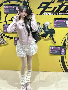 「Lovilyn（ラヴィリン）のローズモチーフニット（ニット/セーター、ピンク系）」を使った、poyoさん（レディース・161cm）の春コーディネート