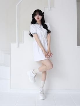 「TITTY&CO.（ティティーアンドコー）のアイテム（ワンピース/ドレス）」を使った、poyoさん（レディース・161cm）の夏コーディネート