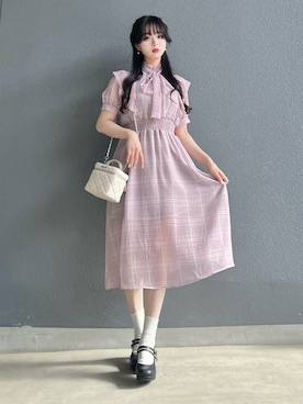 「TITTY&CO.（ティティーアンドコー）のアイテム（ワンピース/ドレス）」を使った、poyoさん（レディース・161cm）の春コーディネート
