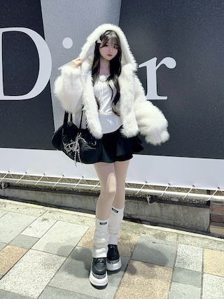 「SNIDEL(スナイデル)のレイヤードフリルミニスカショーパン(その他パンツ)」を使った、poyoさん(レディース・161cm)の冬コーディネート