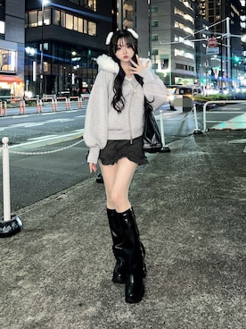 「アイテム（ヘアアクセサリー）」を使った、poyoさん（レディース・161cm）の秋コーディネート