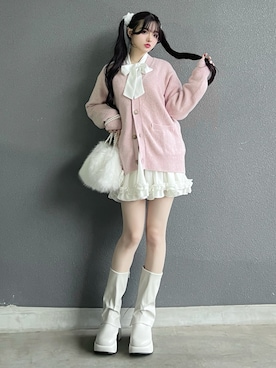 「アイテム（カーディガン/ボレロ）」を使った、poyoさん（レディース・161cm）の秋コーディネート