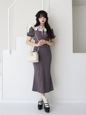 「TITTY&CO.（ティティーアンドコー）のアイテム（ワンピース/ドレス）」を使った、poyoさん（レディース・161cm）の春コーディネート