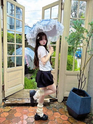 「sanrio（サンリオ）の【Unblend】【Sanrio characters/サンリオキャラクターズ】別注 アソート グラフィックプリント半袖Tシャツ（Tシャツ/カットソー）」を使った、poyoさん（レディース・161cm）の春コーディネート