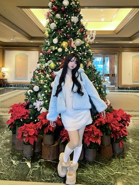 「アイテム（ジャケット/アウター、ブルー系）」を使った、poyoさん（レディース・161cm）の冬コーディネート