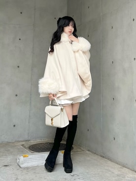 「GRL（グレイル）のアイテム（ブーツ）」を使った、poyoさん（レディース・161cm）の冬コーディネート