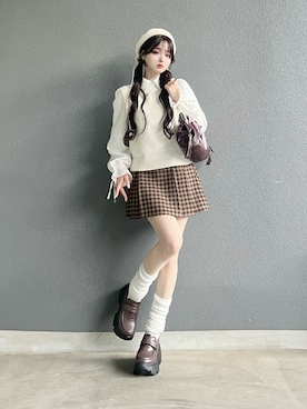 「アイテム（トップス）」を使った、poyoさん（レディース・161cm）の秋コーディネート